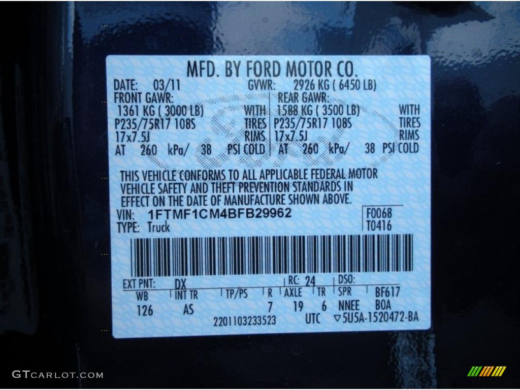 2011 F150 XL Regular Cab - Dark Blue Pearl Metallic / Steel Gray photo #10