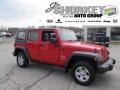2009 Flame Red Jeep Wrangler Unlimited X 4x4 Right Hand Drive  photo #1