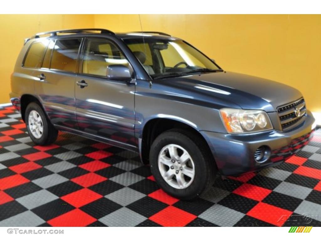 2003 Highlander V6 4WD - Bluestone Metallic / Ivory photo #1