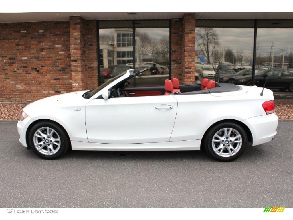 2008 1 Series 128i Convertible - Alpine White / Coral Red photo #4