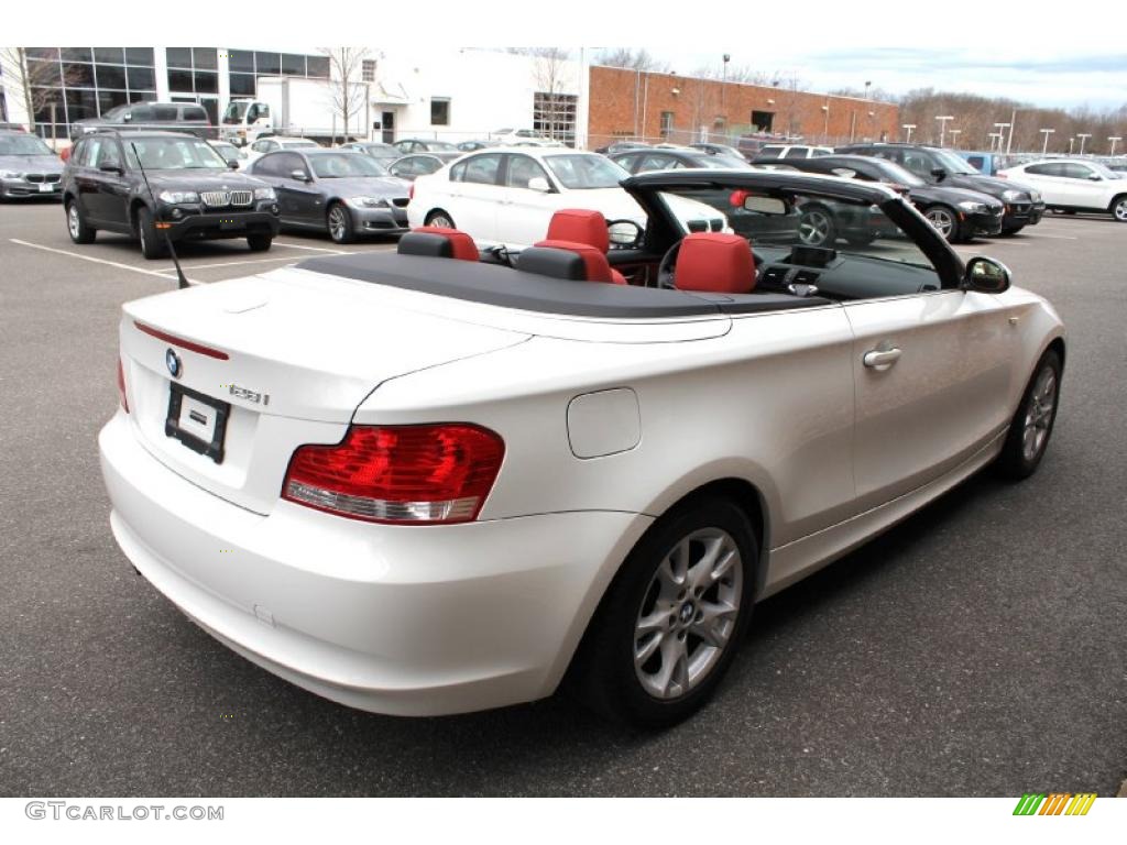 2008 1 Series 128i Convertible - Alpine White / Coral Red photo #7