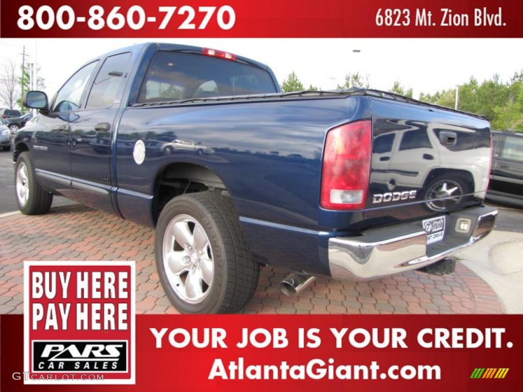 2002 Ram 1500 SLT Quad Cab - Patriot Blue Pearlcoat / Taupe photo #2