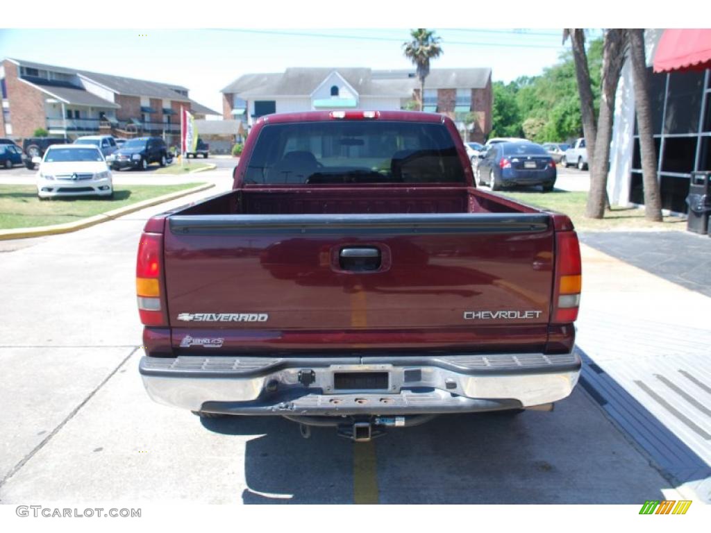 2002 Silverado 1500 LS Extended Cab - Dark Carmine Red Metallic / Tan photo #3