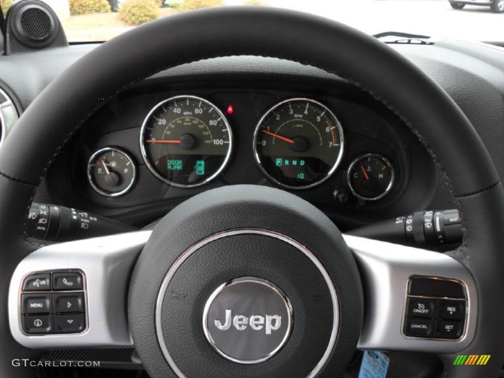 2011 Jeep Wrangler Unlimited Sahara 70th Anniversary 4x4 Black Steering Wheel Photo #47979698