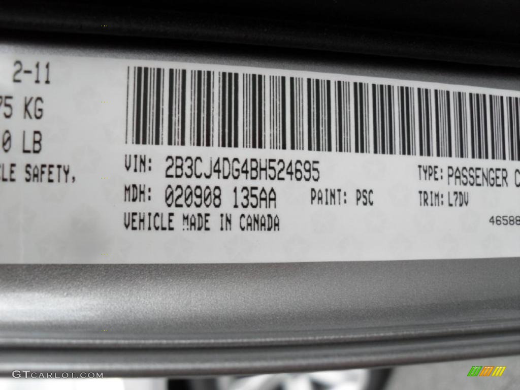 2011 Challenger Color Code PSC for Billet Metallic Photo #47979986