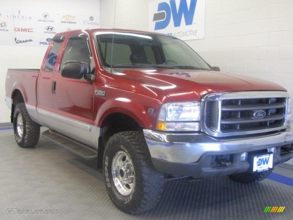 2002 F250 Super Duty Lariat SuperCab 4x4 - Toreador Red Metallic / Medium Flint photo #1