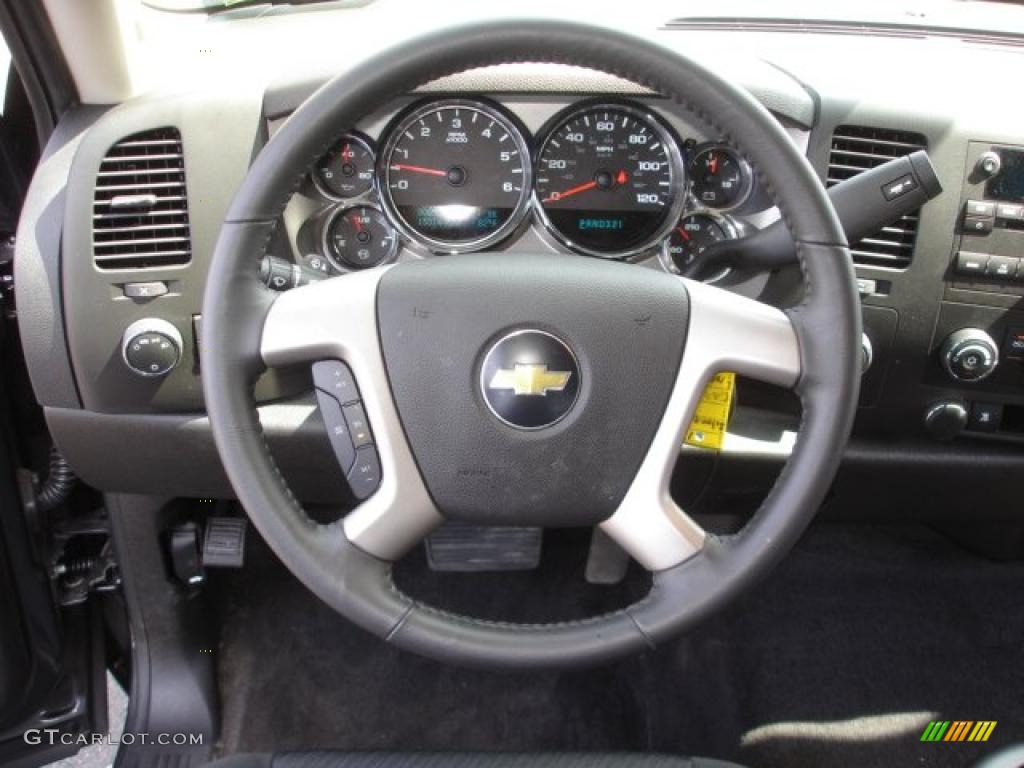 2011 Chevrolet Silverado 1500 LT Crew Cab 4x4 Ebony Steering Wheel Photo #47987133