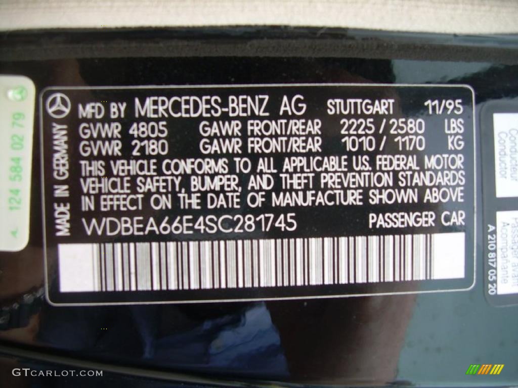 1995 Mercedes-Benz E 320 Convertible Info Tag Photo #47987190