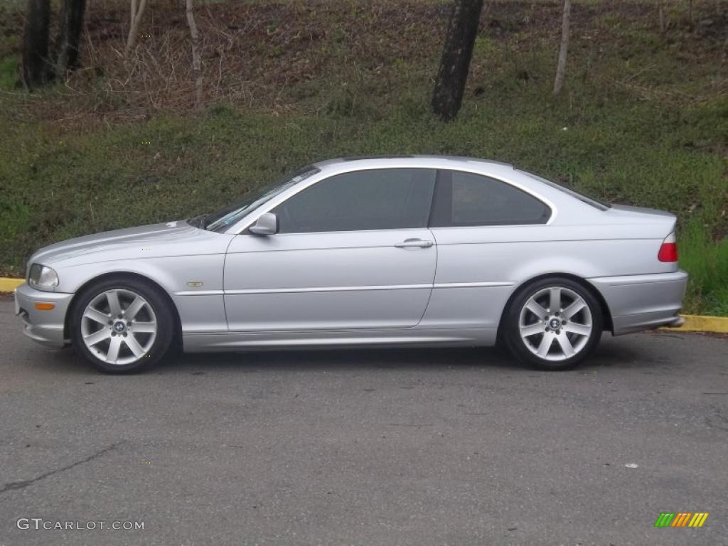 2002 3 Series 325i Coupe - Titanium Silver Metallic / Black photo #2