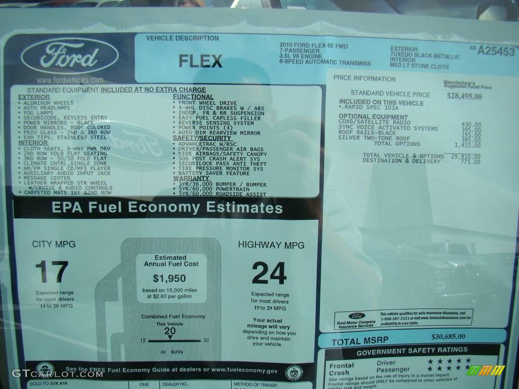 2010 Ford Flex SE Window Sticker Photo #48000483