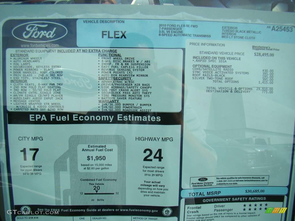 2010 Ford Flex SE Window Sticker Photos