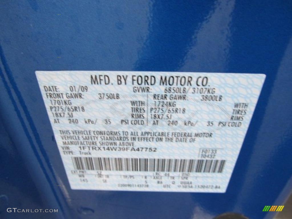 2009 F150 Color Code SZ for Blue Flame Metallic Photo #48006859