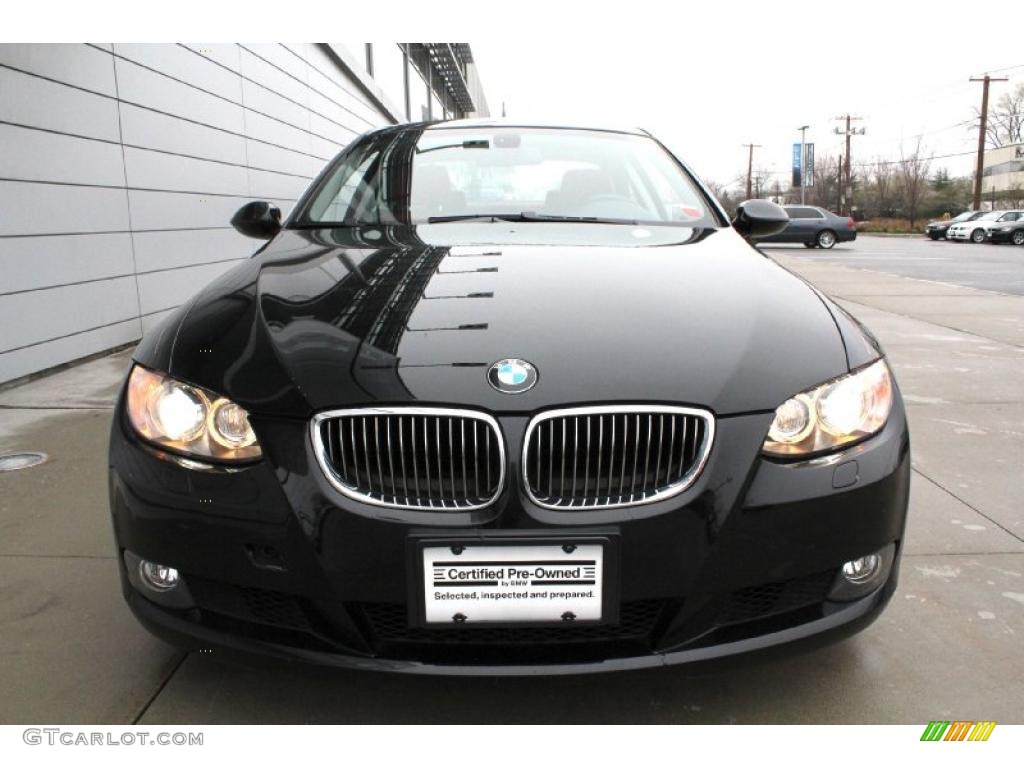 2008 3 Series 328xi Coupe - Jet Black / Coral Red/Black photo #2