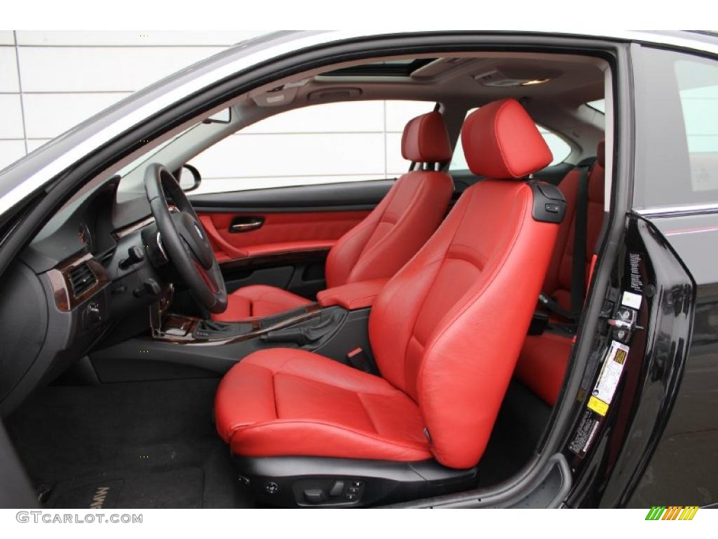 2008 3 Series 328xi Coupe - Jet Black / Coral Red/Black photo #9