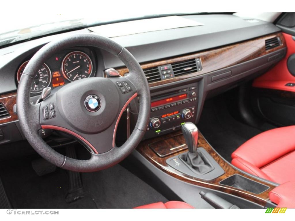 2008 3 Series 328xi Coupe - Jet Black / Coral Red/Black photo #10