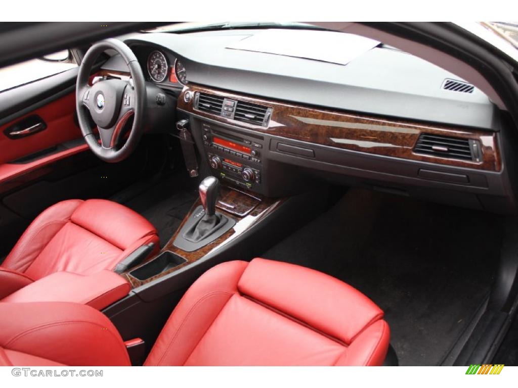2008 3 Series 328xi Coupe - Jet Black / Coral Red/Black photo #11