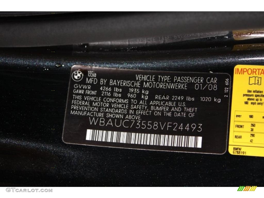 2008 BMW 1 Series 135i Coupe Info Tag Photo #48010918