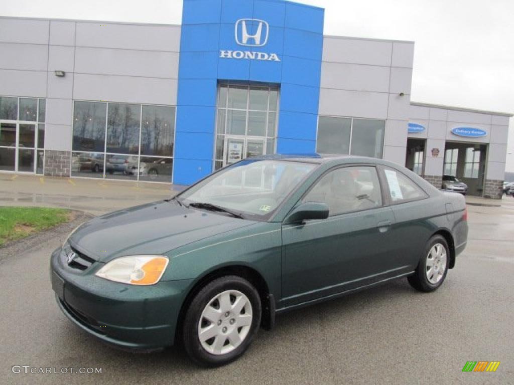 2001 Civic EX Coupe - Clover Green / Beige photo #1