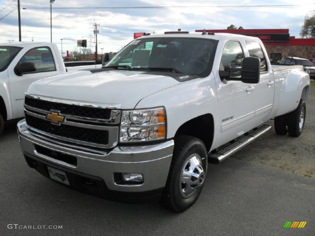 Summit White 2011 Chevrolet Silverado 3500HD LTZ Crew Cab 4x4 Dually Exterior Photo #48023079