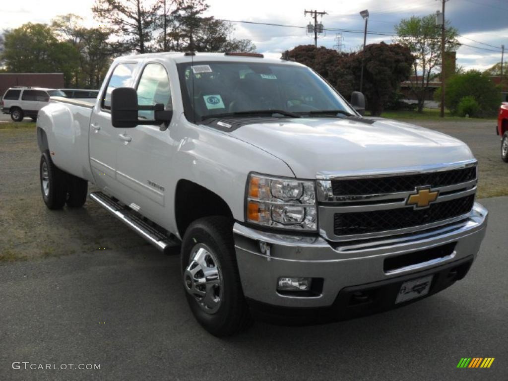 Summit White 2011 Chevrolet Silverado 3500HD LTZ Crew Cab 4x4 Dually Exterior Photo #48023106