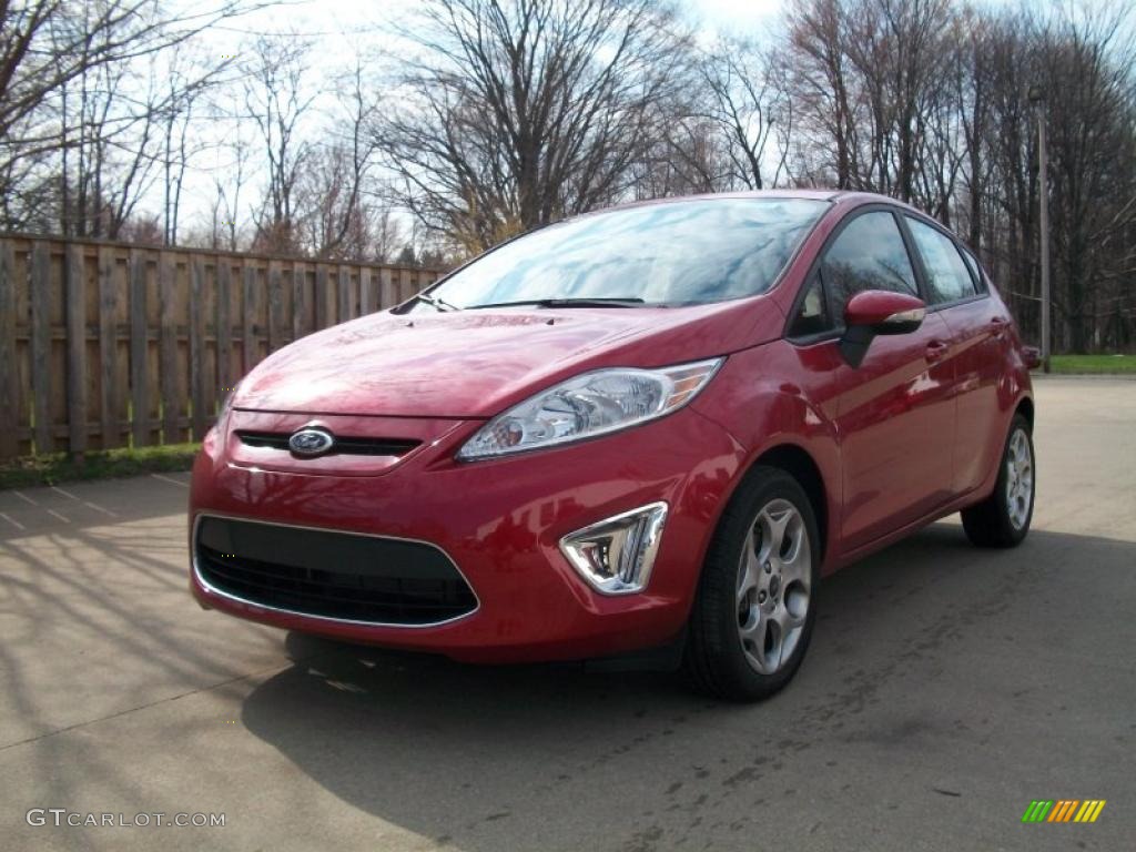 2011 Fiesta SES Hatchback - Red Candy Metallic / Charcoal Black/Blue Cloth photo #1