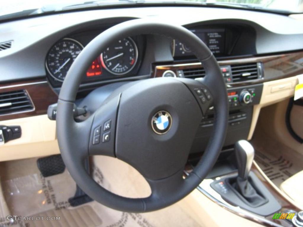 2011 BMW 3 Series 328i Sports Wagon Beige Steering Wheel Photo #48028433
