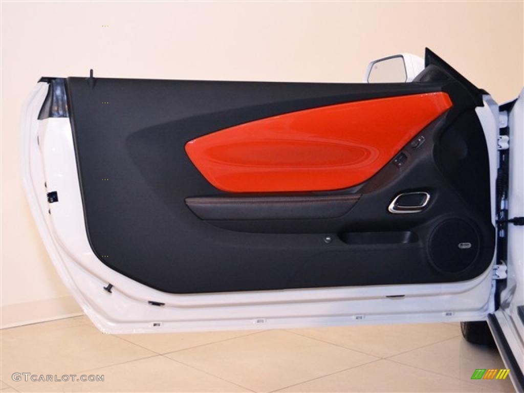 2011 Chevrolet Camaro SS/RS Coupe Inferno Orange/Black Door Panel Photo #48029366