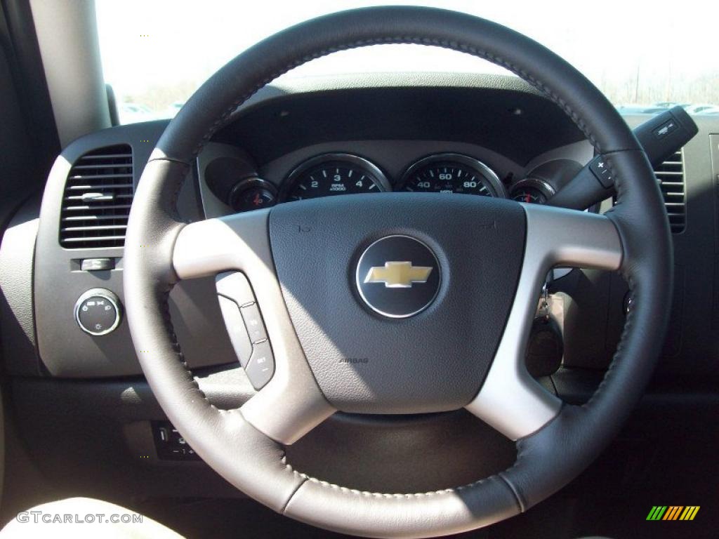 2011 Chevrolet Silverado 2500HD LT Crew Cab 4x4 Ebony Steering Wheel Photo #48032877