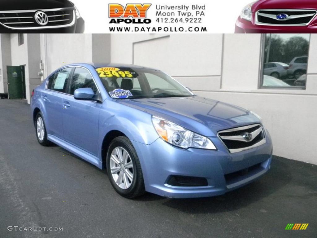 2010 Legacy 2.5i Premium Sedan - Sky Blue Metallic / Off Black photo #1