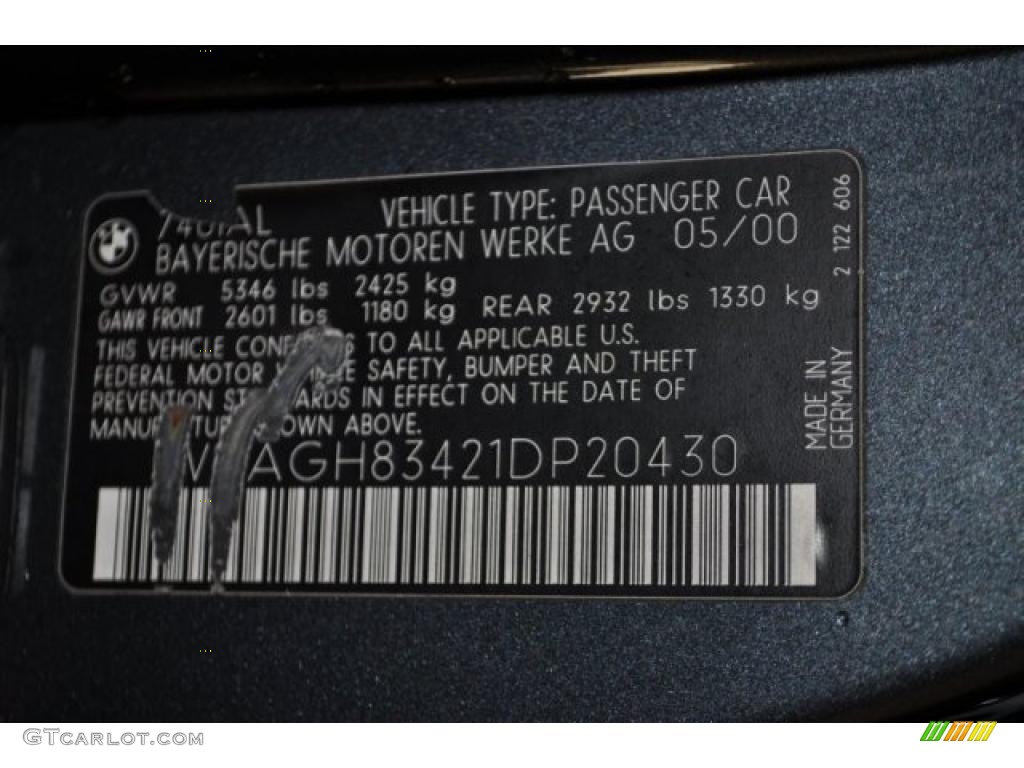2001 7 Series 740iL Sedan - Anthracite Metallic / Grey photo #8