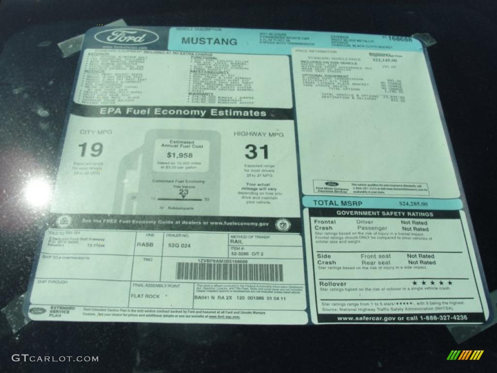 2011 Mustang V6 Coupe - Ingot Silver Metallic / Charcoal Black photo #34
