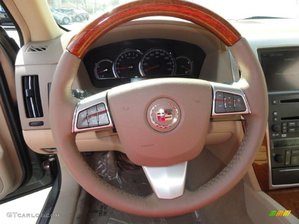 2011 Cadillac STS V6 Luxury Cashmere/Dark Cashmere Steering Wheel Photo #48041309