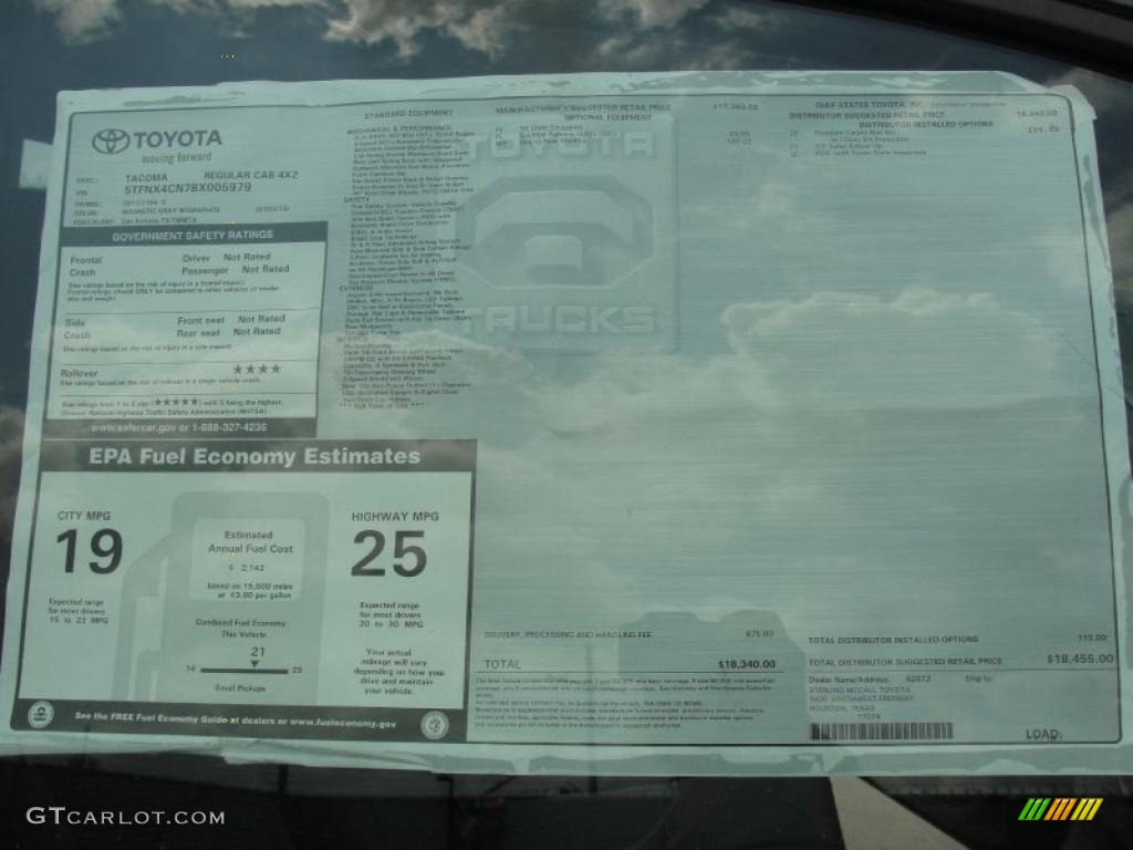 2011 Toyota Tacoma Regular Cab Window Sticker Photo #48049493