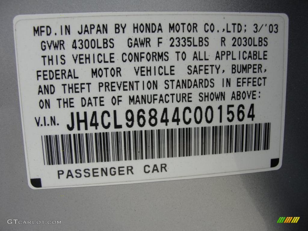 2004 Acura TSX Sedan Info Tag Photo #48050330