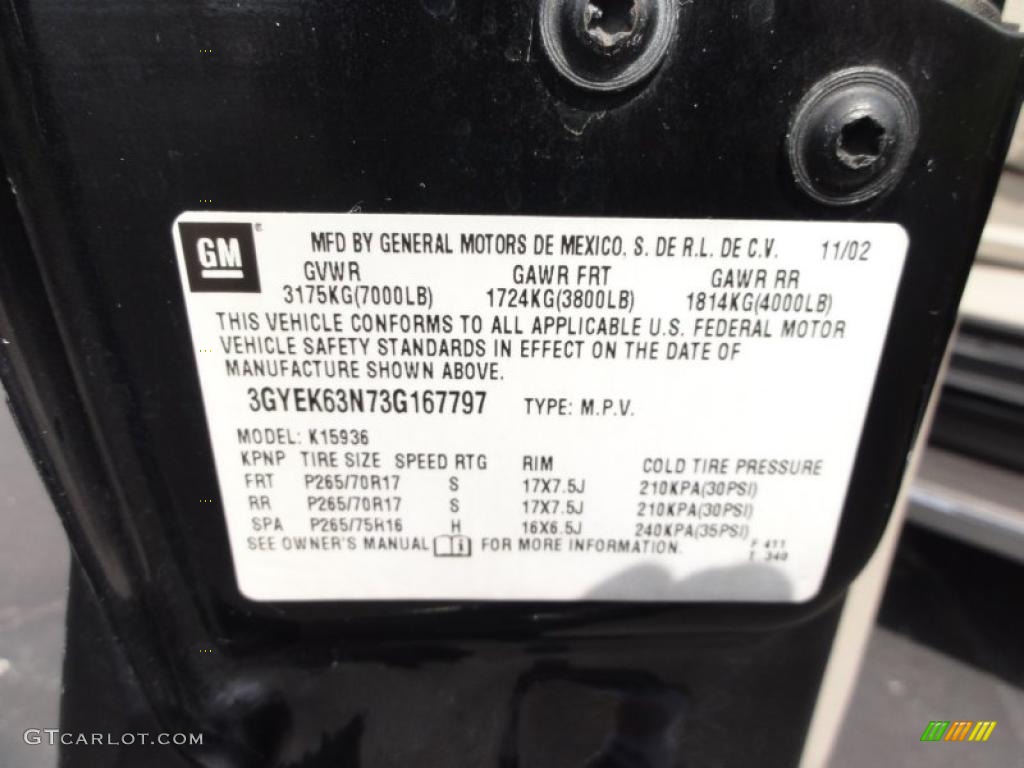 2003 Cadillac Escalade EXT AWD Info Tag Photos