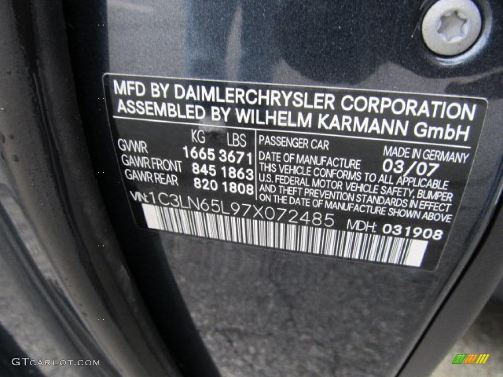 2007 Chrysler Crossfire Limited Roadster Info Tag Photo #48057191
