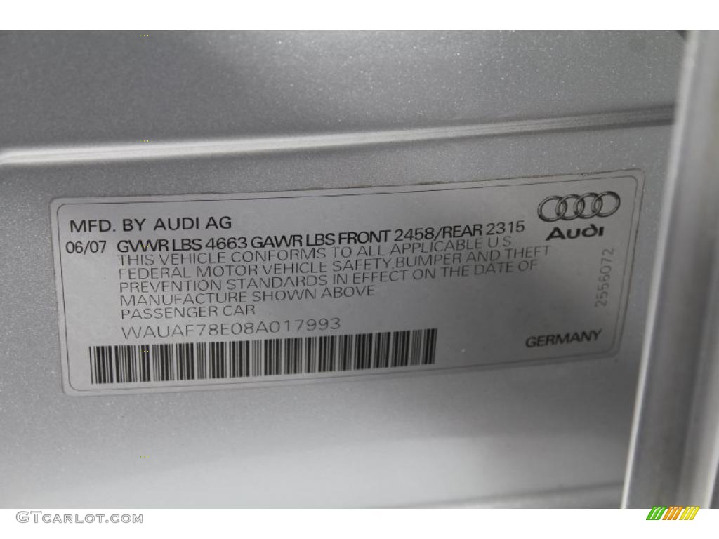 2008 Audi A4 2.0T S-Line Sedan Info Tag Photo #48061538