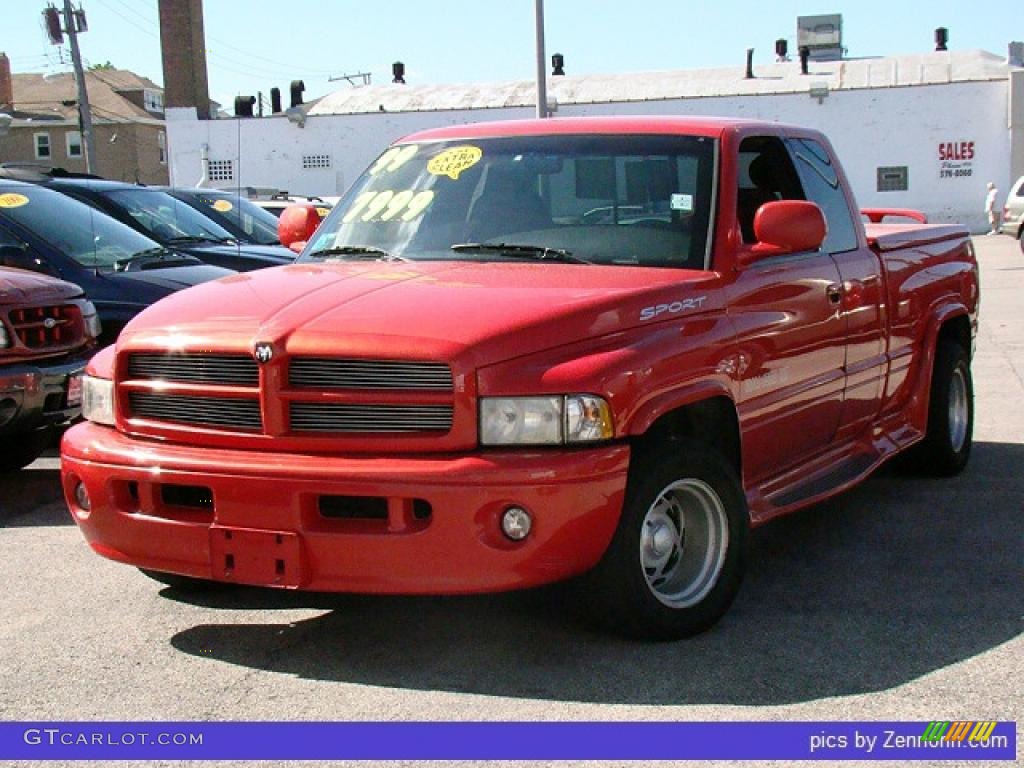 1999 Ram 1500 Sport Extended Cab - Flame Red / Mist Gray photo #1