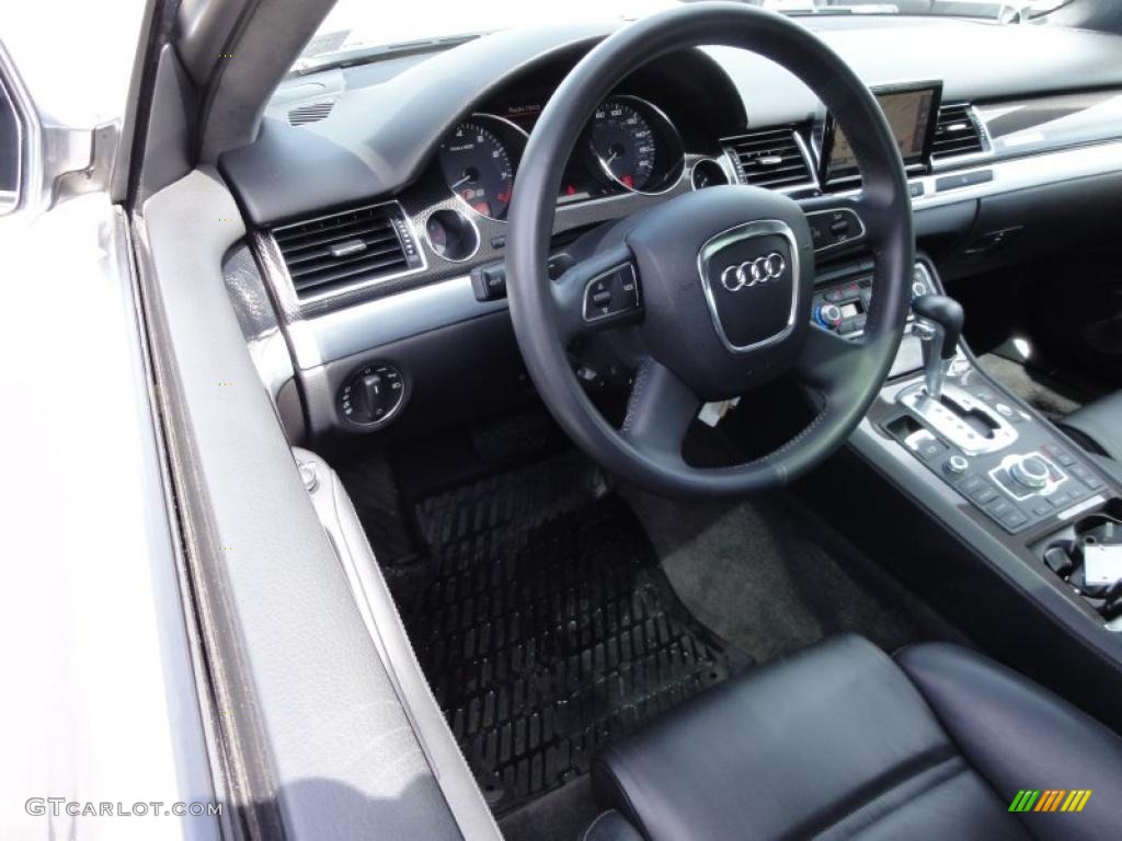 2009 Audi S8 5.2 quattro Black Valcona Leather Steering Wheel Photo #48067916