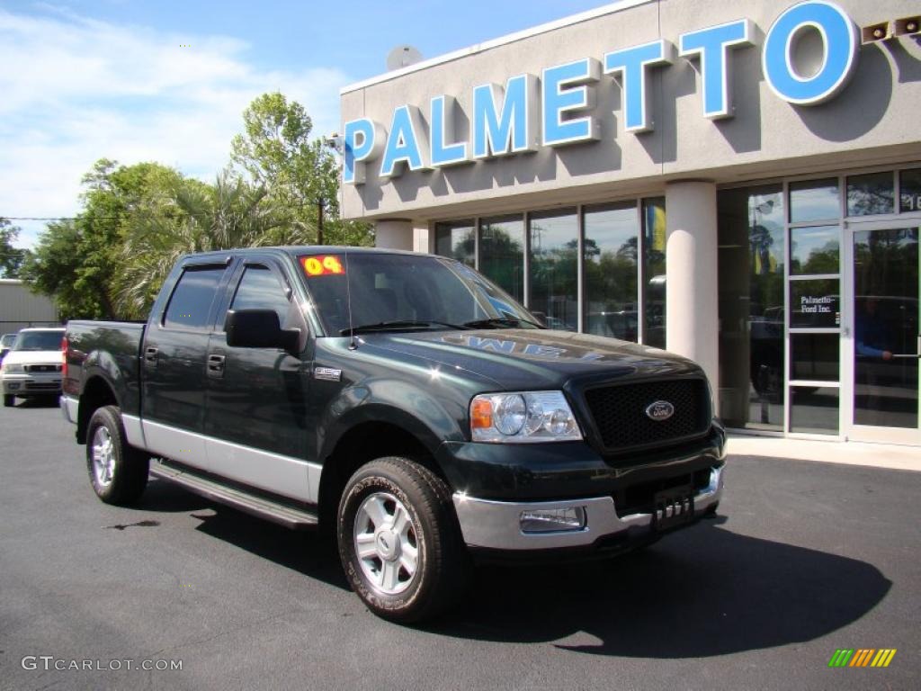 2004 F150 XLT SuperCrew 4x4 - Aspen Green Metallic / Black/Medium Flint photo #2