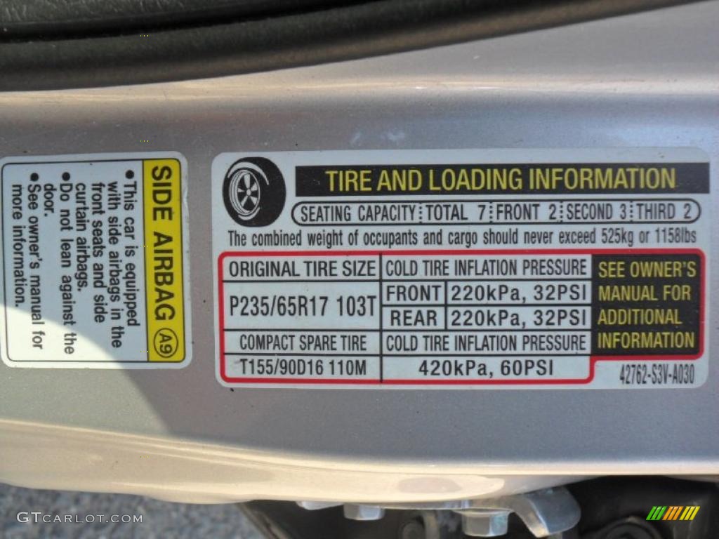 2004 Acura MDX Standard MDX Model Info Tag Photo #48075594