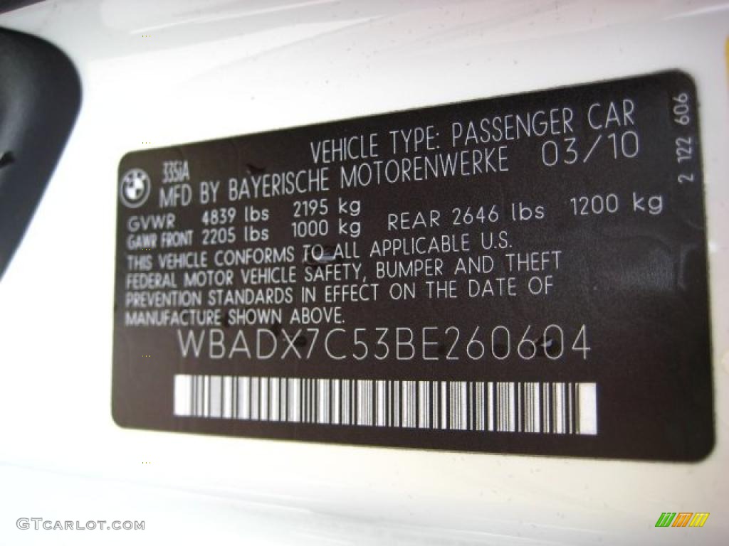 2011 BMW 3 Series 335i Convertible Info Tag Photos