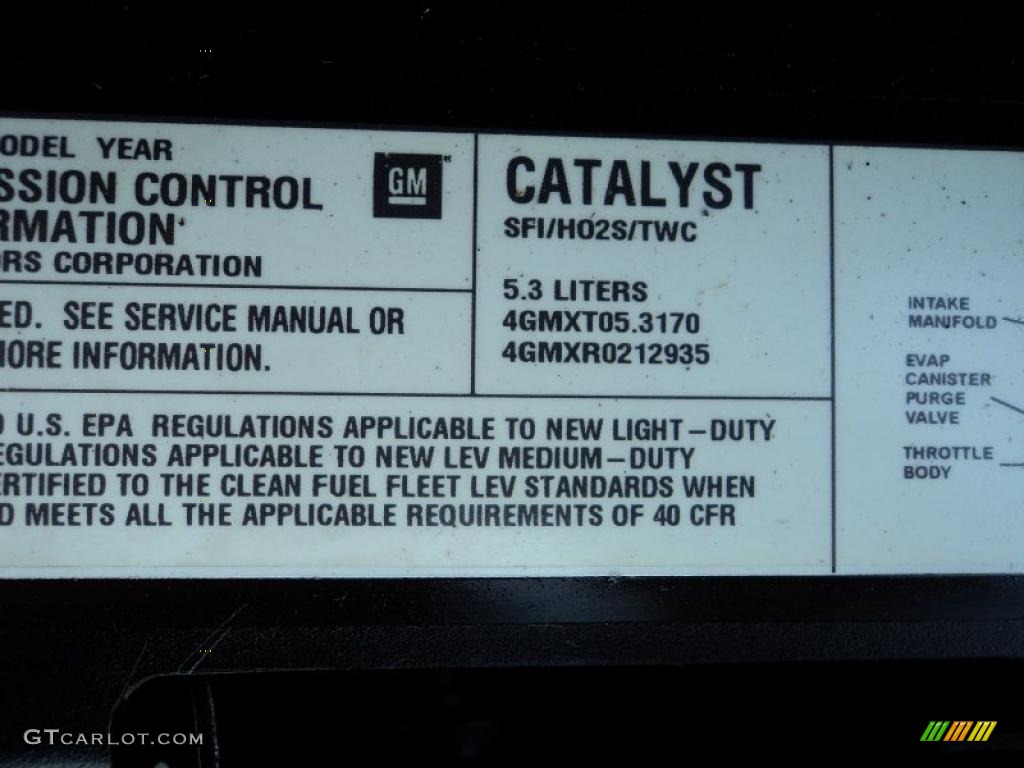 2004 Chevrolet SSR Standard SSR Model Info Tag Photo #48080382