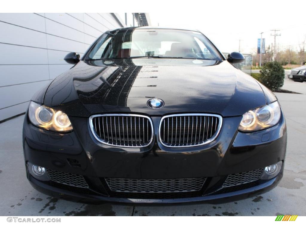 2008 3 Series 335i Coupe - Black Sapphire Metallic / Coral Red/Black photo #2