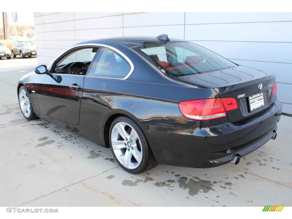 2008 3 Series 335i Coupe - Black Sapphire Metallic / Coral Red/Black photo #4