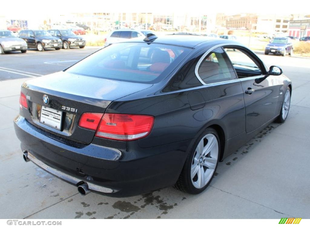 2008 3 Series 335i Coupe - Black Sapphire Metallic / Coral Red/Black photo #6