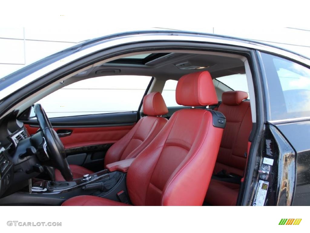 2008 3 Series 335i Coupe - Black Sapphire Metallic / Coral Red/Black photo #10