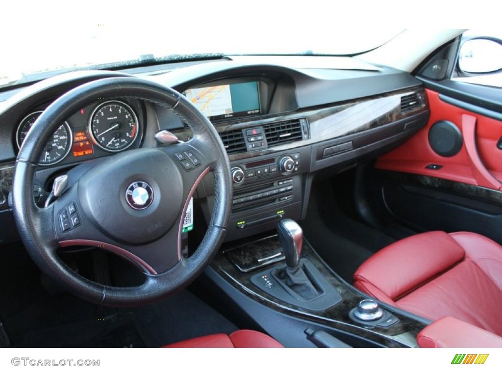 2008 3 Series 335i Coupe - Black Sapphire Metallic / Coral Red/Black photo #12