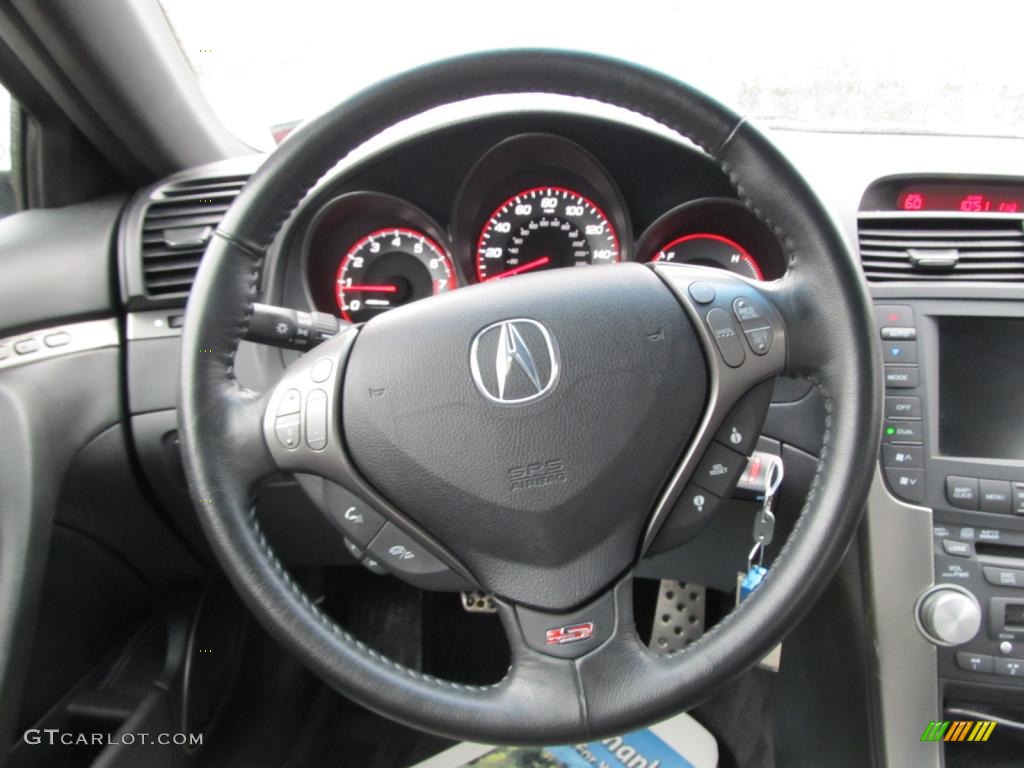 2008 Acura TL 3.5 Type-S Ebony/Silver Steering Wheel Photo #48098129