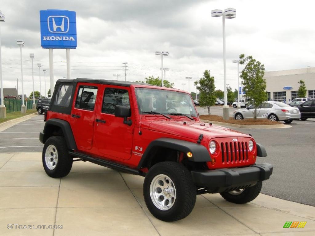 Flame Red 2008 Jeep Wrangler Unlimited X 4x4 Exterior Photo #48109191